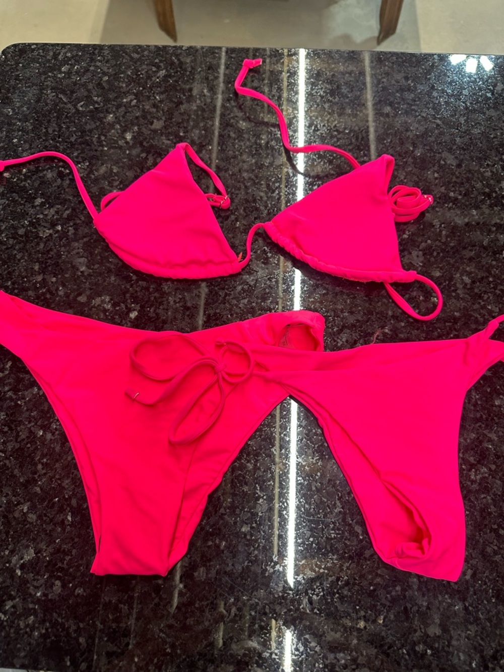 Hot Pink Triangle Bikini Set